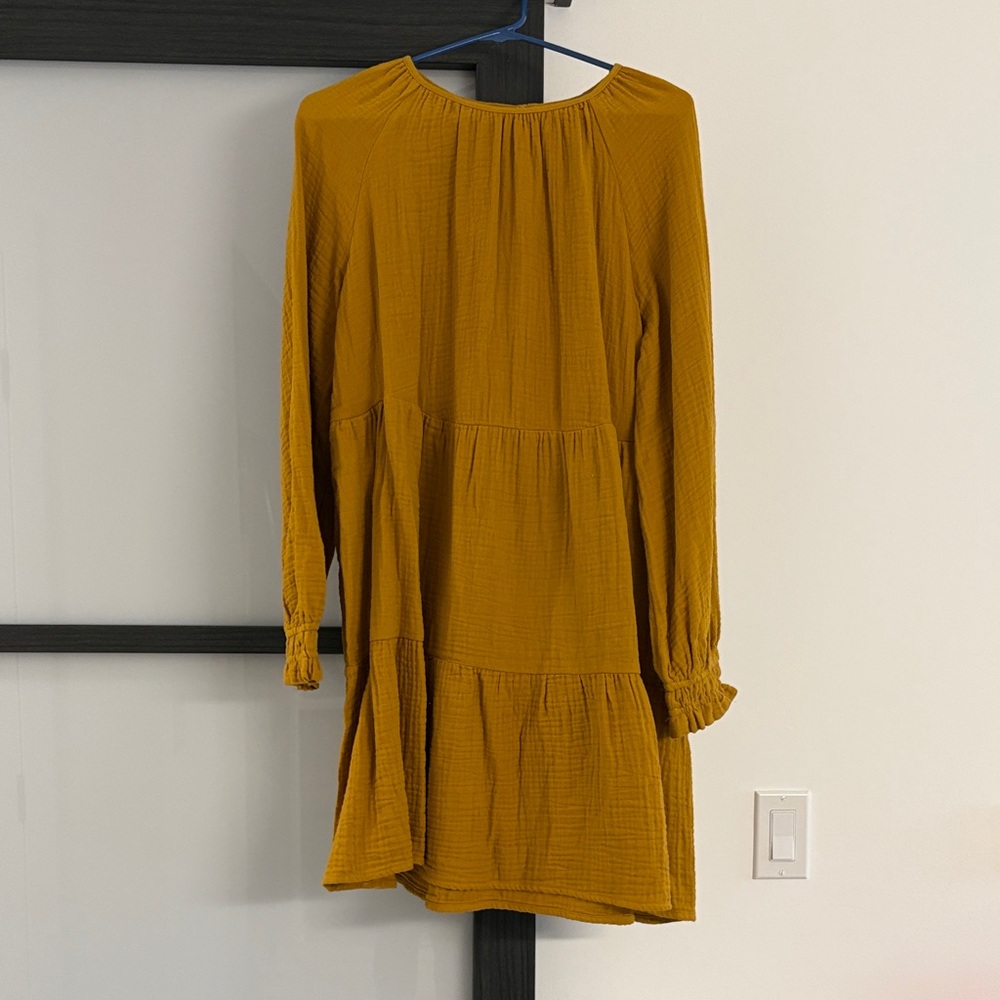 Universal Thread Mustard Long Sleeve Tiered Dress